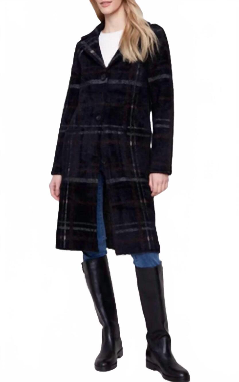 NEW CHARLIE B long plaid knit coatigan in mocha